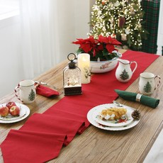 ANDCOTTON 聖誕節素色餐桌桌旗, 4人(27 x 180 cm), 紅色