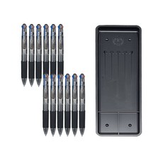 DONG-A Anyball圓珠筆 4色 12入+圓珠筆插盤架 C款, 黑色的, 1套