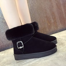 여성용 일자 수직버클 복슬복슬 인조 토끼털 앵클 방한 어그부츠