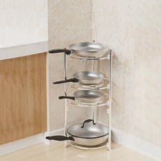 O.Laple 不鏽鋼可調式高度平底鍋鍋具整理架, 單一顏色+基本, 4層