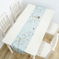 PDS홈 섬세한 플라워 그림 고풍스러운 테이블 러너, 03, 32 x 160 cm, 1개