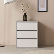 마마룸 아임 서랍장 원목발 미포함, 화이트그레이, 3단