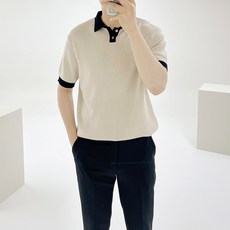 Adore Classic 男士 Vis 配色鈕扣 Polo 領涼爽春夏針織短袖 T 恤