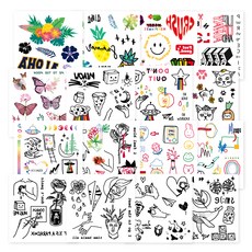 nail tree XOXO紋身貼紙 16張組, 混合顏色, 1套