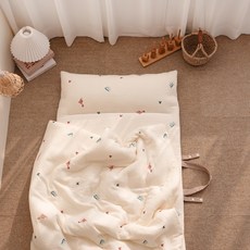 vivienda 幼童棉質雙面薄被+薄墊睡袋組 分離式, 米色恐龍款