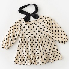 JOY MULTI 孩童黑色圓點連身裙+髮帶