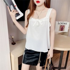 마더브띠 여성용 미니 리본 스퀘어넥 나시 블라우스