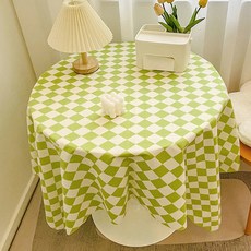 GUNU 감성 홈카페 식탁 테이블보, 그린체크, 1개, 90 x 90 cm