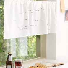 BELLELIFE 感性文字短窗簾, 白色