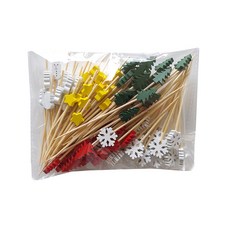 B Home Baking 竹製聖誕節裝飾籤 9cm 5款 x 20入 + 12cm 5款 x 20入 組合, 1套