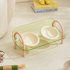 PASTEL PET 寵物透明彩色高度可調式餐碗 FREE(42 x 20 x 18.3 cm), 綠色, 1個