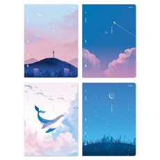 The Open House感性6口袋文件夾 4種組 24-1155, 首爾黎明、粉紅雲、雲鯨、寂靜之夜, 1套