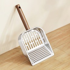 PASTEL PET 貓用原木手柄304不鏽鋼貓砂鏟 B款, 1個, 混合色