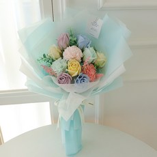 MORIANN 精靈香皂花燈飾花束 + 提袋, 薄霧藍, 1個