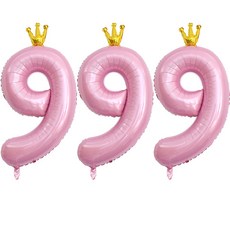 JOYPARTY 9 號皇冠銀箔氣球 90cm, 3入, 粉色