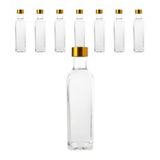 方形Dutch熱壓印金色蓋醬料瓶, 8入, 300毫升