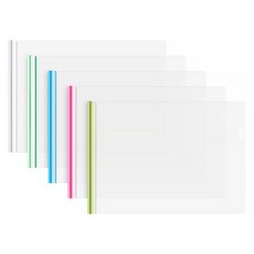 모던앳 A4 가로형 쫄대 파일 5종 세트, 화이트, 민트, 블루, 핑크, 그린, 1세트