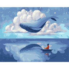 Aiemmini DIY 星光畫+光纖心情燈套組 40 x 50cm, 鯨魚的航程