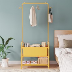 Mabsoshop 簡約衣架 可拆卸式收納層架 3層 BRP349, 黃色
