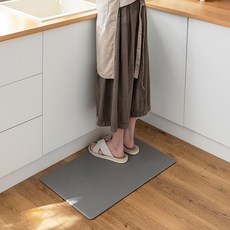 日常分享 PVC雙面緩衝廚房地墊, 灰色