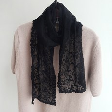 BABISOO 花朵刺繡蕾絲圍巾