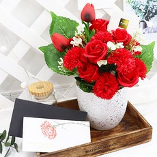 Bluehen 香皂花尊敬之心附燈中心擺飾, 1套, 紅色