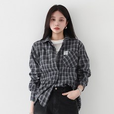 피핀 여성용 루즈핏 포켓 패치 포인트 체크 남방 #49866