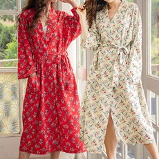 테라우드 여성용 가운 실키 로브 잠옷 2종 세트