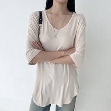 todayandlook 女款圓弧下擺開衩長版嫘縈短袖T恤