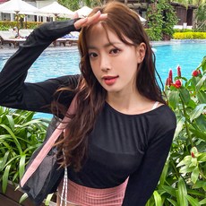 HERRINGBONE apparel 女款透視暖袖寬鬆版比基尼泳裝罩衫 SI150