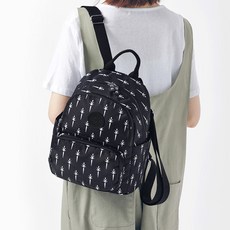 ADDEDIT 女性用喬亞圖案旅行後背包, 黑色