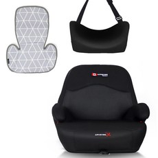 AIR BOSS Rocky I兒童增高椅+頭部支撐墊+涼感椅墊組, 別緻的黑色