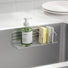 Meo 廚房水槽固定式菜瓜布收納架, 銀色, 1個