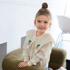 Illael 女童櫻桃裝飾領開襟衫