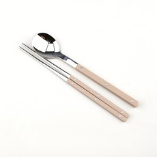 Bogen 韓國製造 Marson 銀色餐具 湯匙筷子組, 1套, 湯匙 + 筷子, 深米色
