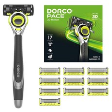 DORCO 多樂可 PACE 3D動感刮鬍刀組, 1組, 刮鬍刀+刀片11p