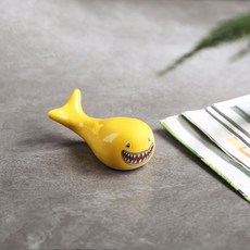 Parajuni 可愛鯊魚角色陶瓷筷架 HJ1352, 黃色, 4個