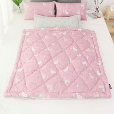 보떼하우스 사계절용 일체형 낮잠이불 + 마이크로화이버 베개솜, 라마 핑크