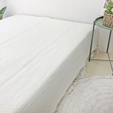 Nubile 高溫水洗色染 60支純棉直線絎縫鋪棉床罩, 白色