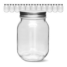 Mir韓國玻璃瓶 + 經典Mir罐鐵蓋銀色套組, 12套, 490ml