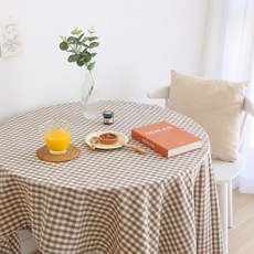 FORHOME 手工粉彩格紋桌布, 特大尺寸(140 x 360 cm), 棕色, 1個