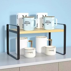 D&O 書桌 廚房 縫隙 收納用 小型層架 1層, 黑色 + 木色