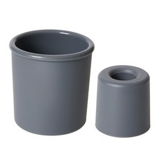 FLaiTO 矽膠馬卡龍色浴室漱口杯 210ml + 牙刷架套組, 炭灰色, 1套