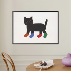 멜팅스튜디오 레이어드 톤 인테리어 액자 48 Little black cat, 캔버스 우드 블랙