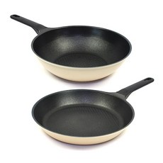 Kitchen-Art IH感應單柄鍋具組 2入, 米色, 炒鍋28cm+平底鍋28cm