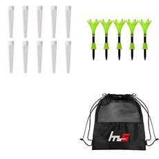 NAYASTYLE 塑膠高爾夫長球梯 10入 + ABS 高爾夫長球梯 5入 + 收納袋套組 GFYp-185-1 + 165-1PU, 混合色