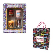 YANKee CANDLe 香氛蠟燭禮物組 49克x3個 + 銀色大樹燭杯 1個 + 禮物袋, 款式隨機, #610536