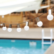 Hello Dot 銀色球型燈泡串 30顆+遙控器+收納袋+電池盒, 香草白(燈泡), 1組