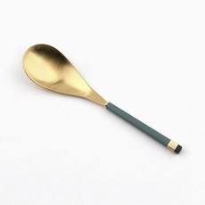 Bogen 方形雙色金邊餐具中式湯匙, 1個, 橄欖綠