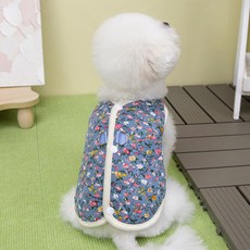 딩동펫 반려동물 할머니 시골 촌캉스 꽃무늬 조끼, 1개, 블루